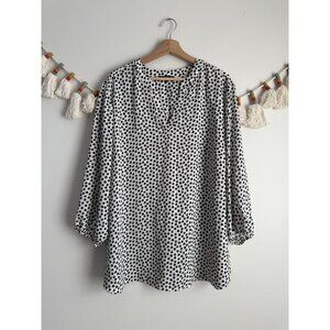 Adrianna Papell Polka Dot Half Sleeve Chiffon Top Preppy Careerwear Office 3x